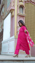 Elegant Solid Straight Pink Suit Set with Tassel Detail